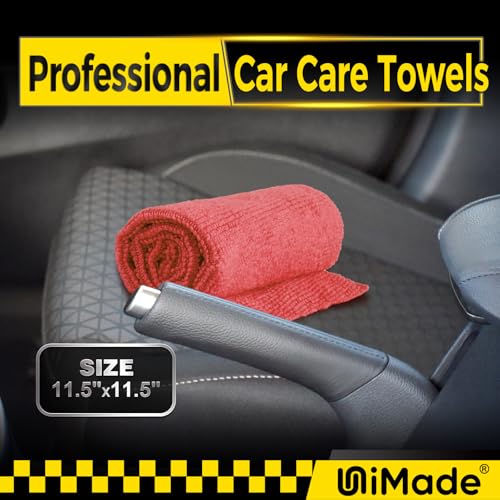 UNIMADE Shop Towels, 100 Pack Commercial Grade Work Rags Microfiber Towels for Cars Cleaning Rag Bulk Detailing Cloth for Automotive Bar Mechanic Restaurant Garage Housekeeping, 11.5"x 11.5", Red - Image 4