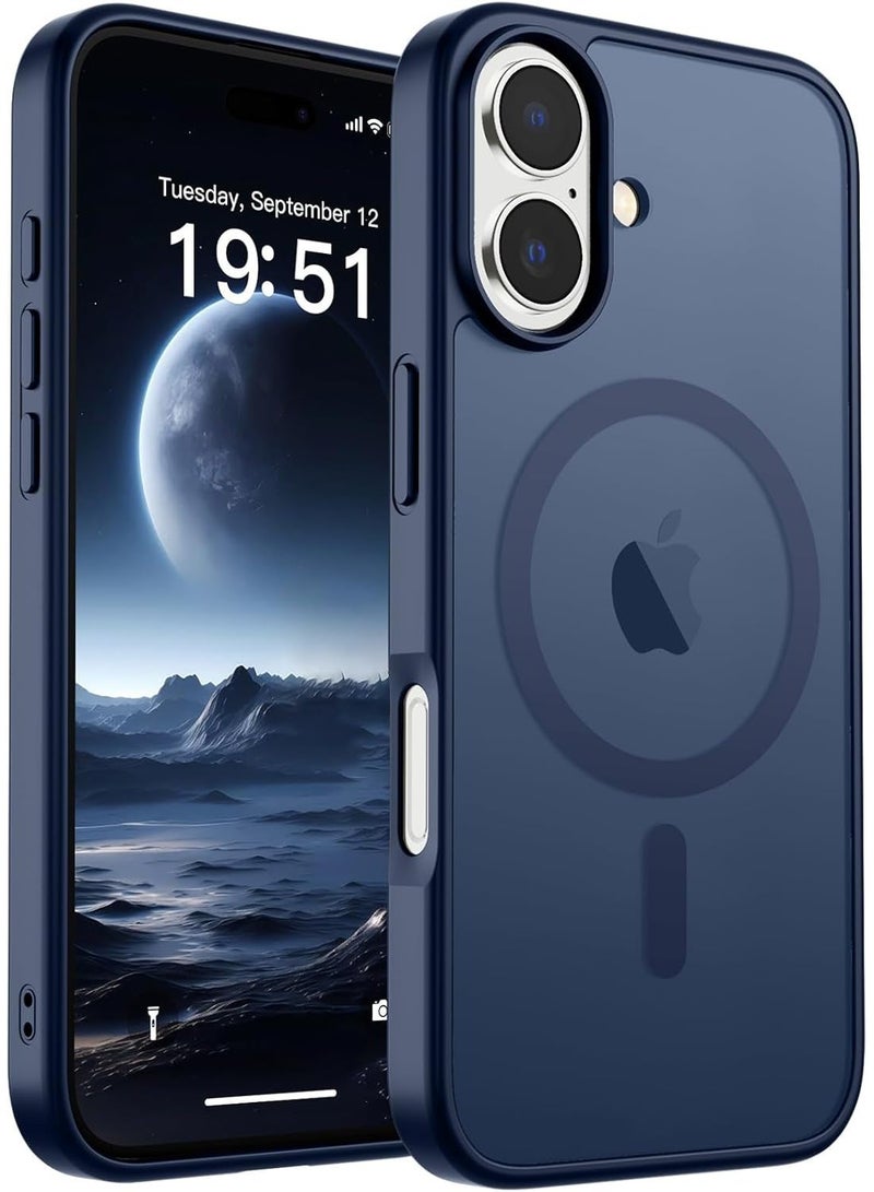 ACLIX Matte Magnetic Case for iPhone 17, Compatible with MagSafe, Plating Luxury Cover, Matte Soft TPU Shockproof Protective Phone Case | Dark Blue - Image 1