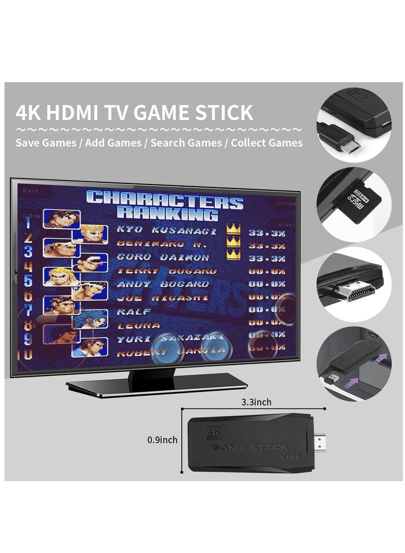 Wireless Retro Game Console, Plug & Play Video TV Game Stick With 10000+ Games Built-in, 9 Emulators, 4K HDMI Output for TV with Dual 2.4G Wireless Controllers - Image 2