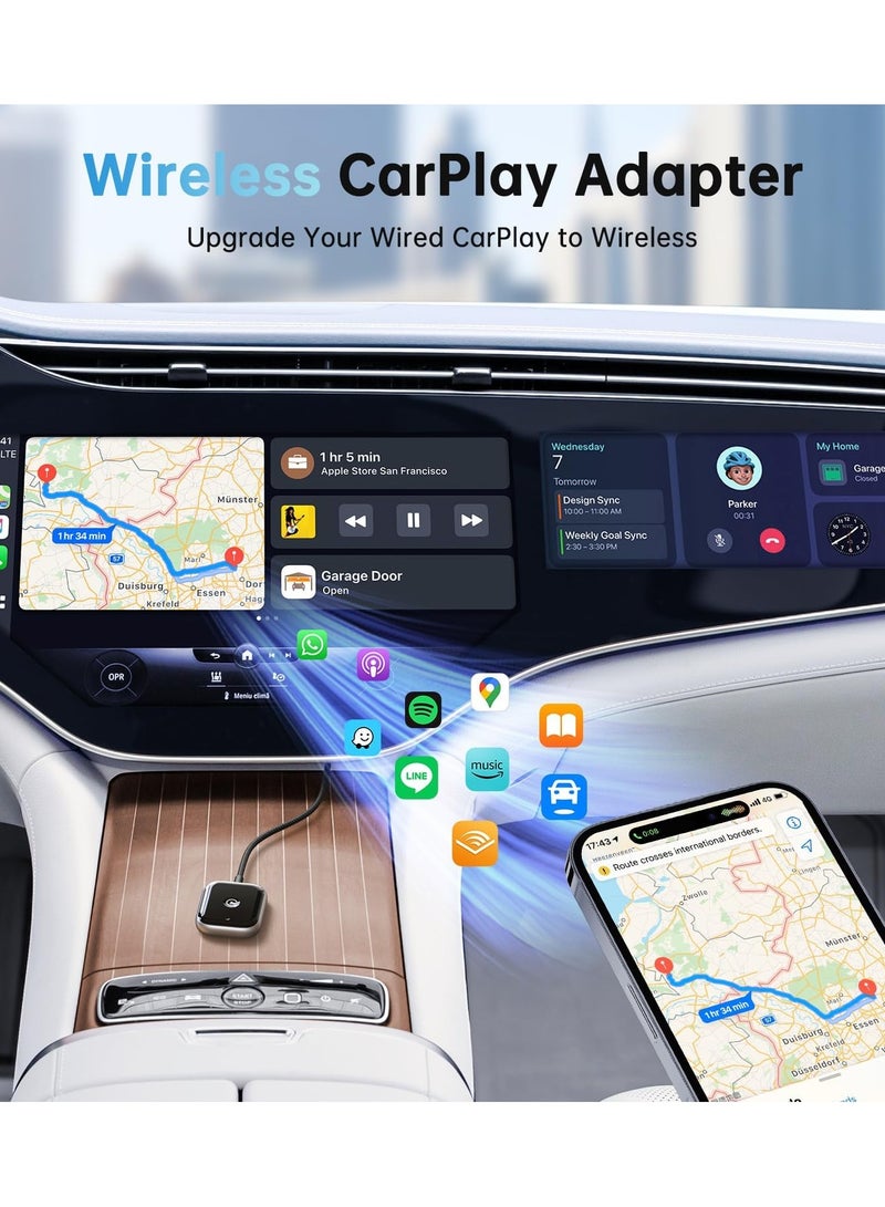 Generic Wireless CarPlay Adapter for Apple CarPlay, Easy to Upgrade Wired CarPlay to Wireless, Instant Connectivity, Super Mini Car Play Dongle for iPhone Fit for Cars with Built-in CarPlay  - Image 2