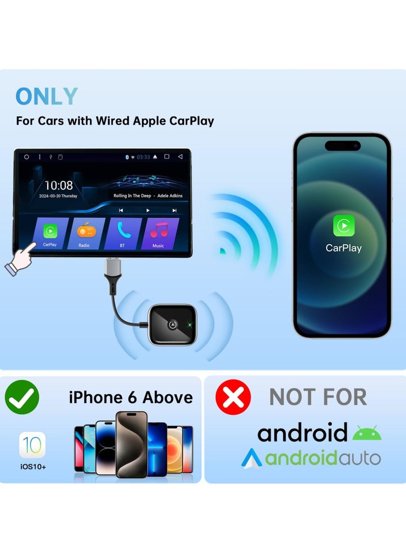 Generic Wireless CarPlay Adapter for Apple CarPlay, Easy to Upgrade Wired CarPlay to Wireless, Instant Connectivity, Super Mini Car Play Dongle for iPhone Fit for Cars with Built-in CarPlay  - Image 4