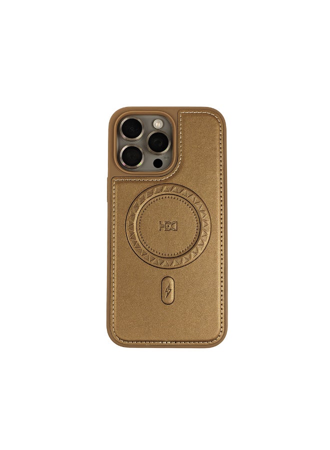 HDD Luxury Case Cover For iPhone 14 Pro Max MagSafe Magnetic Phone Case Raised edges around the screen prevent scratches - Titanum Golden - Image 1