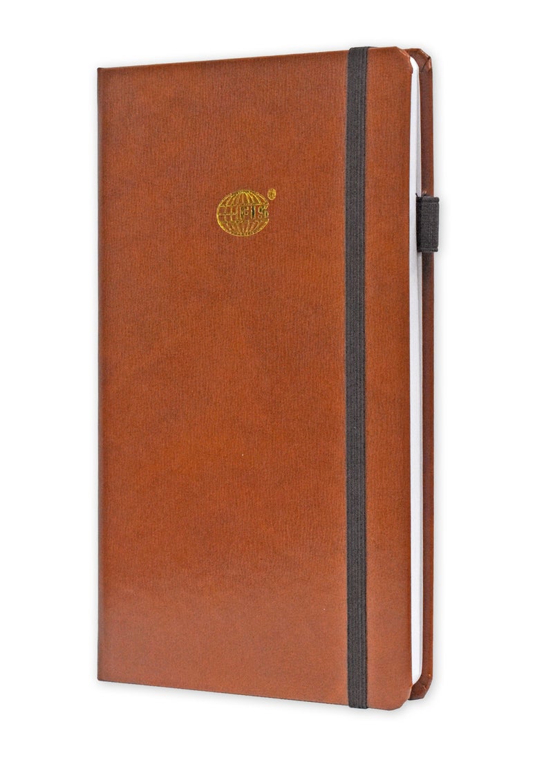 FIS FIS Budget Planner with Elastic Pen Loop German Bonded Leather, Size A5, White Paper, 100 GSM, 128 Pages, Hard Cover, Round Corners, Colour Brown - FSORA5BPLANBLBR  - Image 1