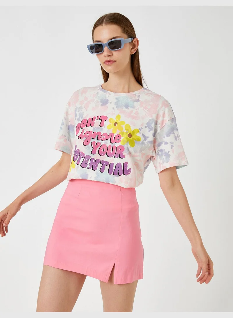 KOTON Slogan Printed T-Shirt Crew Neck