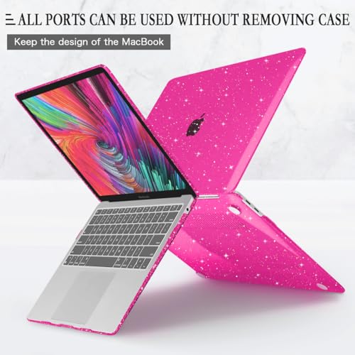 CISSOOK Rose Pink Glitter Case for MacBook Air 13 Inch 2021 2020 2018 Release Model A2337 M1 A2179 A1932, Sparkly Hot Pink Hard Shell Case with Keyboard Cover for MacBook Air13 2020-2021 with Touch ID - Image 5