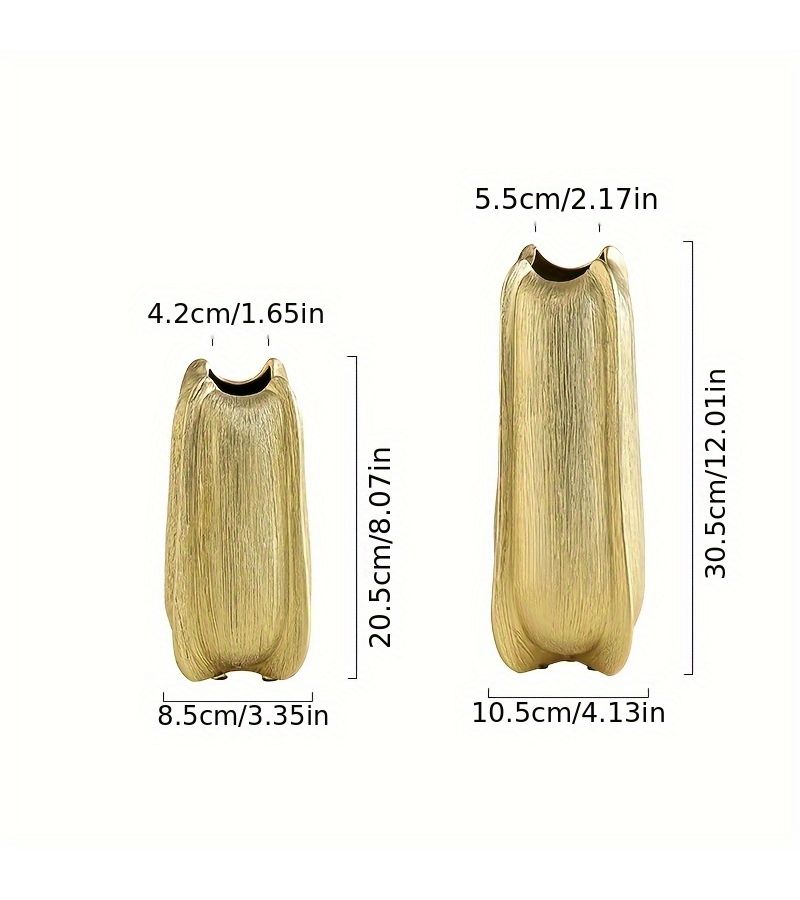 Golden Ceramic Decorative Vase Set 2 Pieces Large Small - Image 3