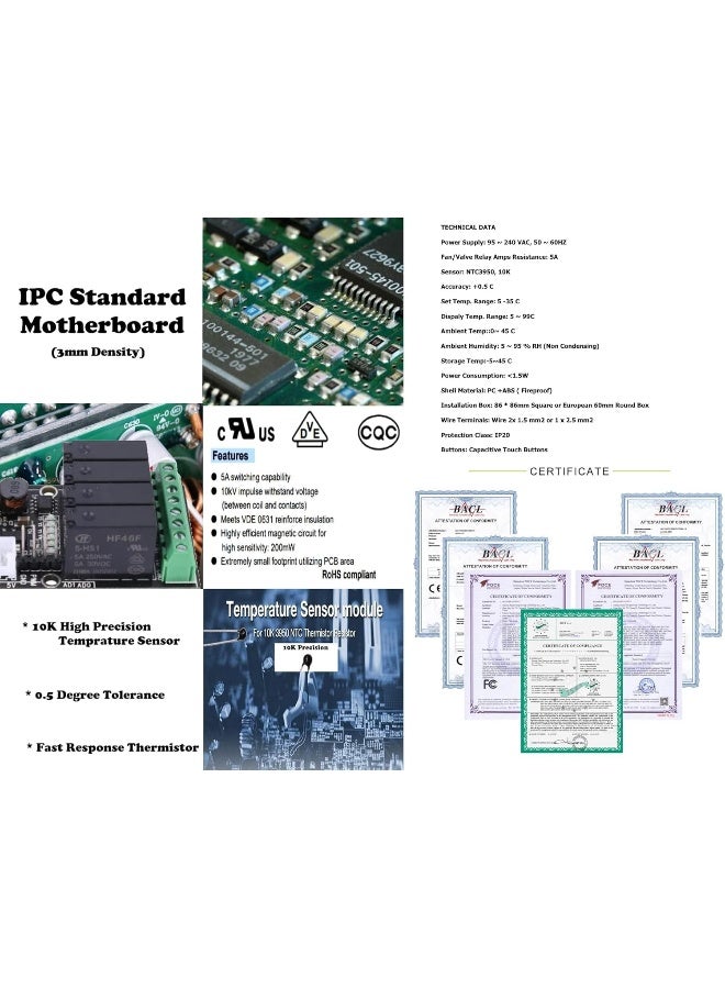 Melfi™ Wifi Room AC Smart Thermostat for 0-10VDC Modulating Chiller Water Ac Systems 24VAC With Alexa Google Home IFTTT Support, Compatible for Honeywell T6865, Seimens RDF340 etc (MATRIX WHITE) - Image 4