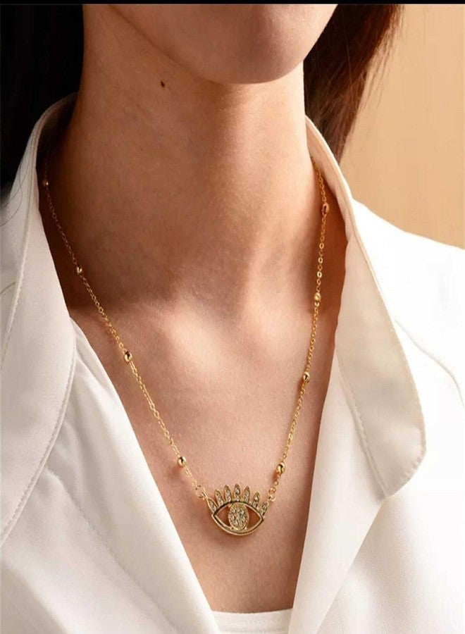 Silly Panda 5 Pcs Combo Latest Western Minimal Evil Eye Pendant Gold Plated Necklace Gifts for Girls Aesthetic Jewelry - Image 4