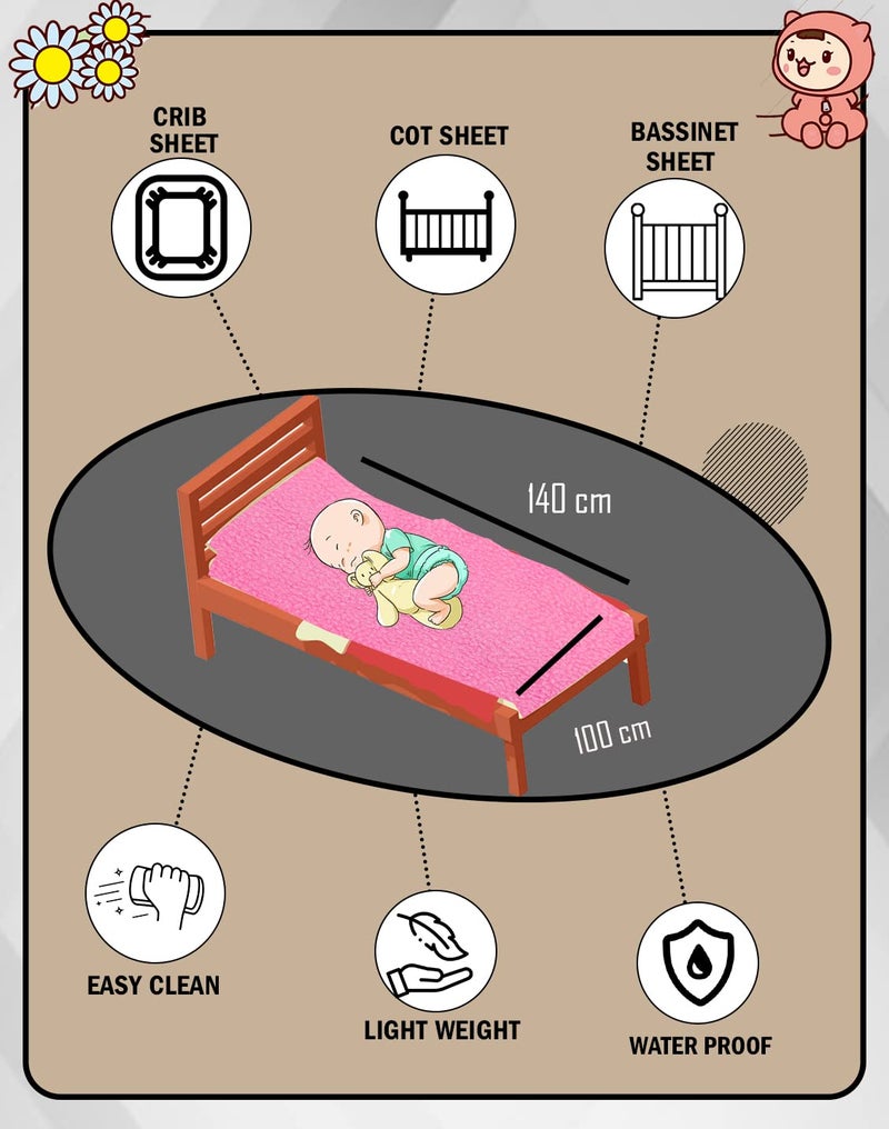 BTfash Baby Waterproof Reusable Super Soft Fast Drying Mattress Protector Large Rose - Image 4