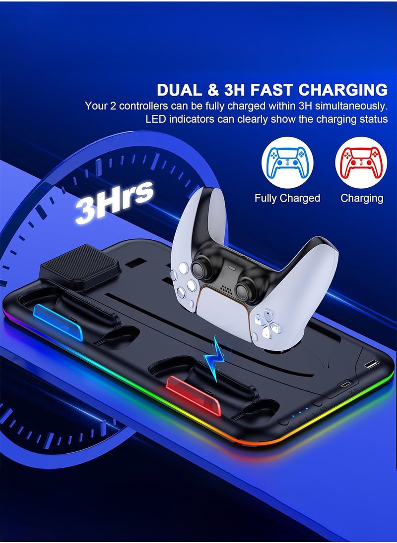 LEOKOR PS5 Slim Cooling Charging Station,with Cooling Station/Dual Controller Charging Station and RGB Light,Headset Holder,15 Game Slots,for PlayStation 5 Slim/Disc/Digital  - Image 5