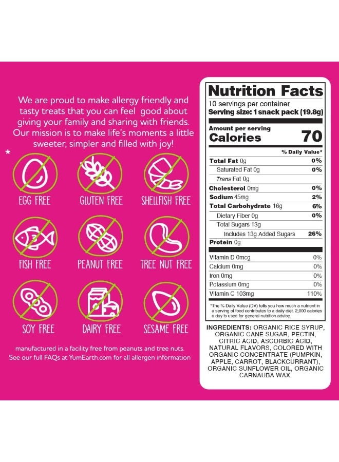 YumEarth GLUTEN-FREE TROPICAL FRUIT SNACKS 10 PACKS 198G  - Image 2