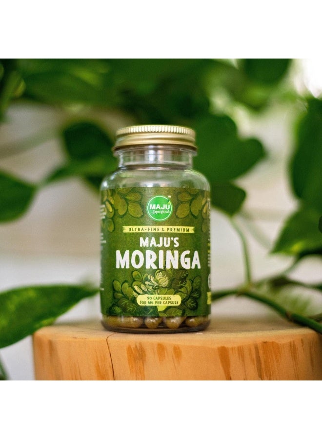 Maju Superfoods Maju'S Organic Moringa Capsules, Oleifera Leaf, Extra-Fine Quality Moringa Leaves, Dried Drumstick Tree Leaves, Organic Moringa Powder Extract Supplement Capsules From Plant (90 Ct)  - Image 5