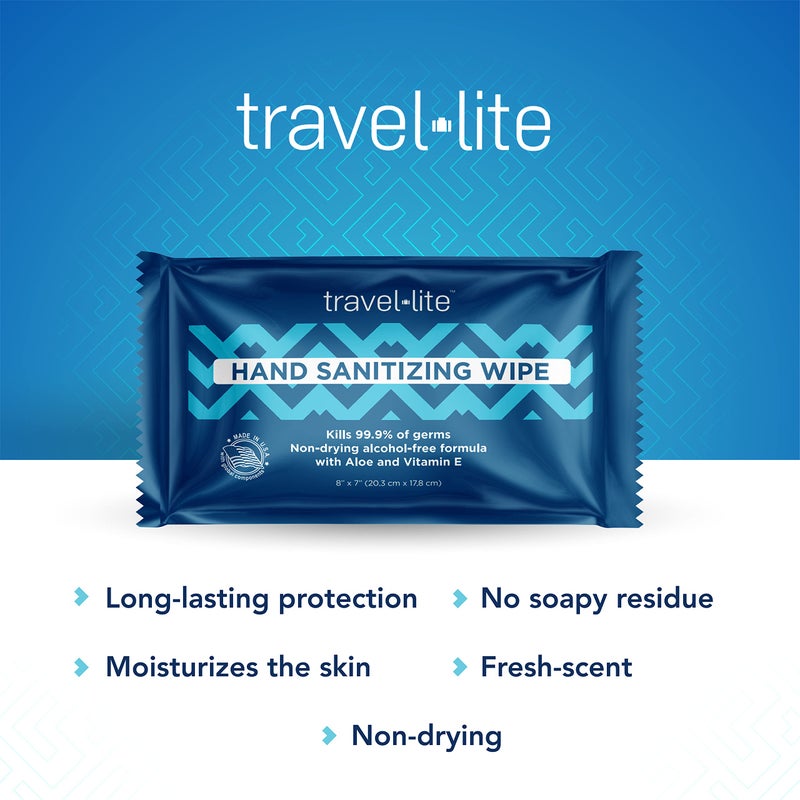 Diamond Wipes مناديل سفر لايت خالية من الكحول مع الألوة فيرا وفيتامين E، برائحة منعشة 50 قطعة مغلفة بشكل فردي، مناديل أساسية للسفر للبالغين والأطفال - Image 3