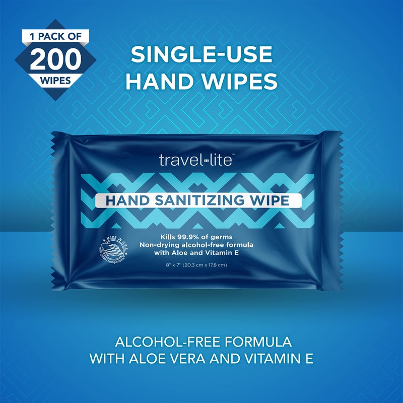 Diamond Wipes مناديل سفر لايت خالية من الكحول مع الألوة فيرا وفيتامين E، برائحة منعشة 50 قطعة مغلفة بشكل فردي، مناديل أساسية للسفر للبالغين والأطفال - Image 2