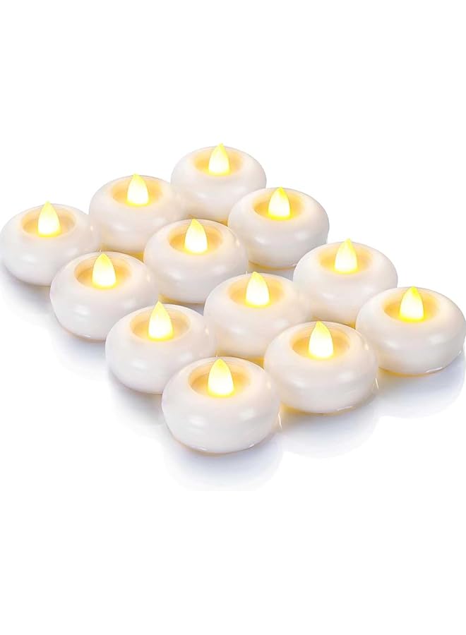The Bros Flameless Glowing Floating Candle, Plastic Battery Powered Flickering Waterproof Tealight, For Cylindrical Vases, Weddings, Parties, Swimming Pools - Image 1