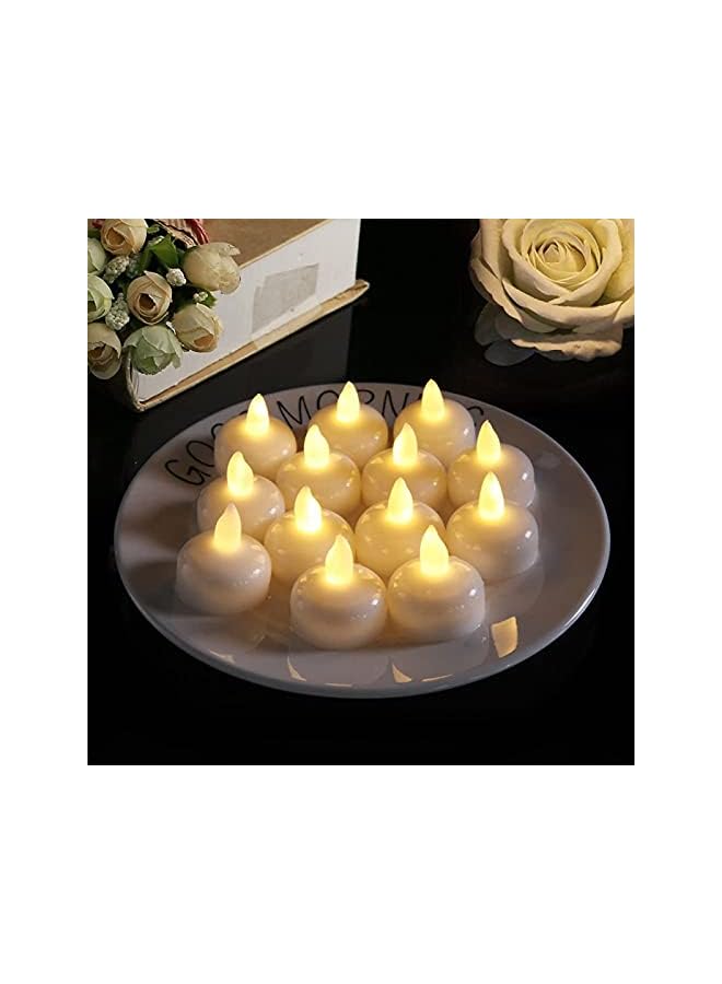 The Bros Flameless Glowing Floating Candle, Plastic Battery Powered Flickering Waterproof Tealight, For Cylindrical Vases, Weddings, Parties, Swimming Pools - Image 3