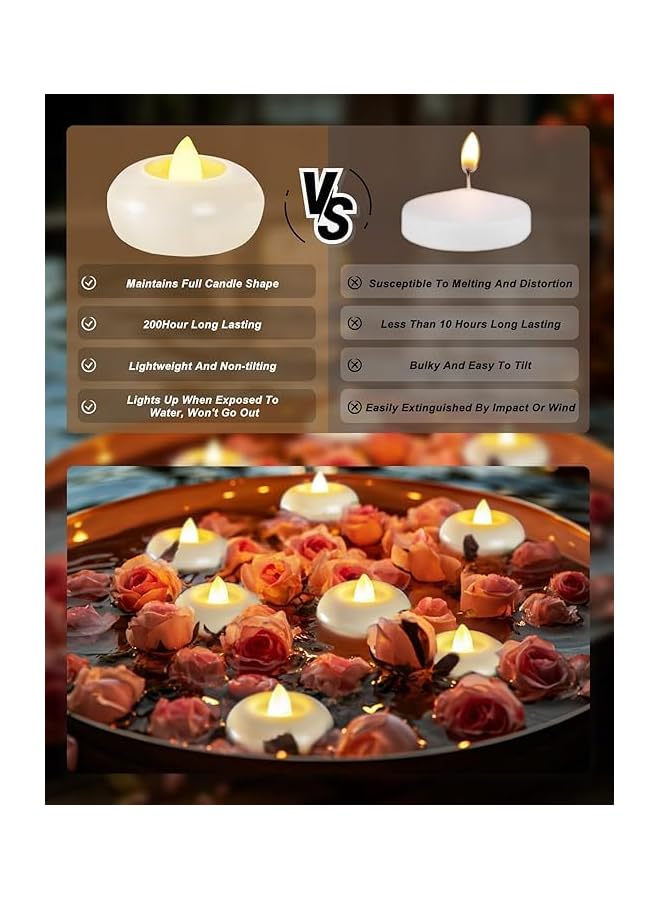 The Bros Flameless Glowing Floating Candle, Plastic Battery Powered Flickering Waterproof Tealight, For Cylindrical Vases, Weddings, Parties, Swimming Pools - Image 4