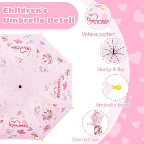 alldomess Kids Umbrella for Rain,Easy Open Windproof Compact Umbrella for Toddler Girls Boys,Durable & Portable, Ideal for Outdoor School Travel,Princess Castle - Image 4