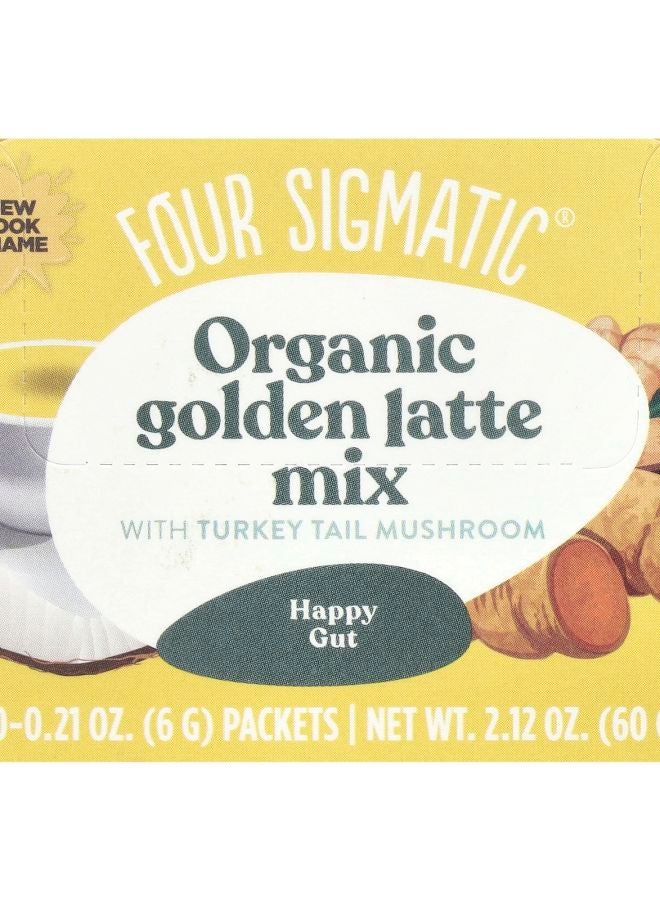 Four Sigmatic Organic Golden Latte Mix With Turkey Tail Mushroom Caffeine Free 10 Packets 0.21 oz (6 g) Each
