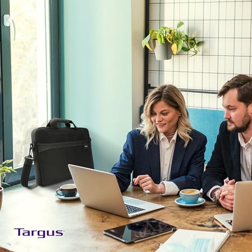 targus حقيبة لابتوب رفيعة من تارغس لأجهزة اللابتوب حتى 15.6 بوصة حقيبة على الكتف لأجهزة ديل وHP ولينوفو وآبل ومايكروسوفت باللون الأسود (TSS898) - Image 5