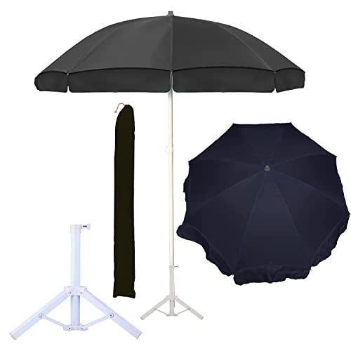 ORILEY Garden Umbrella with Stand Foldable Big Size (6ft Height 36 Inch Rib Arm) Heavy Duty Waterproof Rain & UV Sun Protection Outdoor Patio for Balcony Shedding Cantilever & Lawn (Black) - Image 2