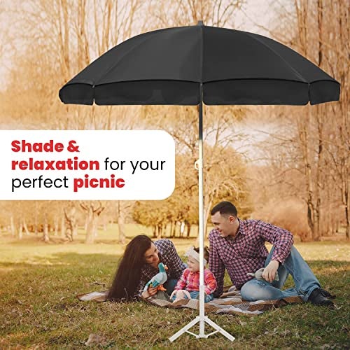 ORILEY Garden Umbrella with Stand Foldable Big Size (6ft Height 36 Inch Rib Arm) Heavy Duty Waterproof Rain & UV Sun Protection Outdoor Patio for Balcony Shedding Cantilever & Lawn (Black) - Image 5