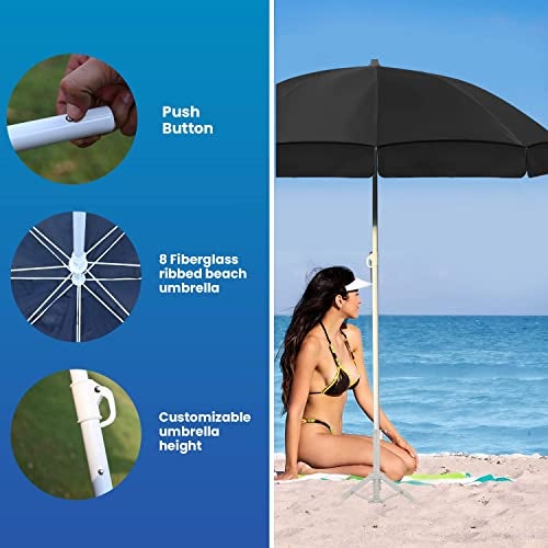 ORILEY Garden Umbrella with Stand Foldable Big Size (6ft Height 36 Inch Rib Arm) Heavy Duty Waterproof Rain & UV Sun Protection Outdoor Patio for Balcony Shedding Cantilever & Lawn (Black) - Image 4