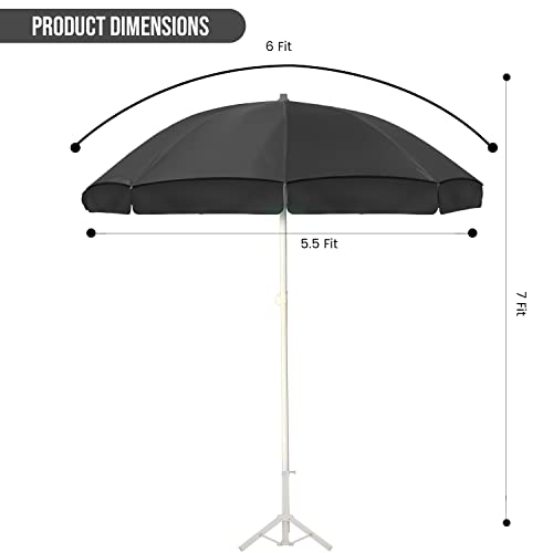 ORILEY Garden Umbrella with Stand Foldable Big Size (6ft Height 36 Inch Rib Arm) Heavy Duty Waterproof Rain & UV Sun Protection Outdoor Patio for Balcony Shedding Cantilever & Lawn (Black) - Image 3