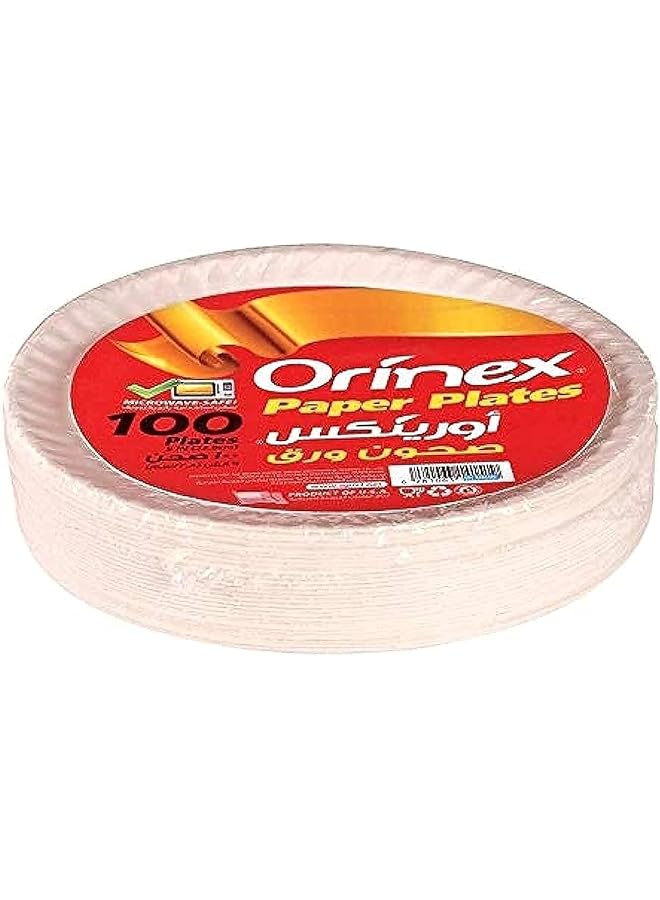 Orinex Paper Plates 100 Pieces White - Image 1