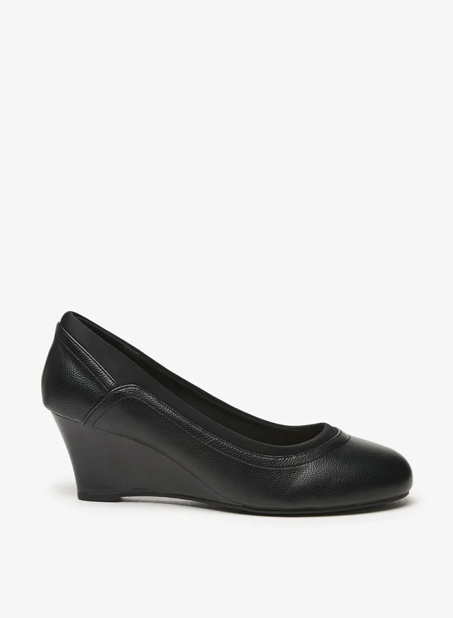 لو كونفورت Women's Textured Slip-On Ballerina Shoes with Wedge Heels