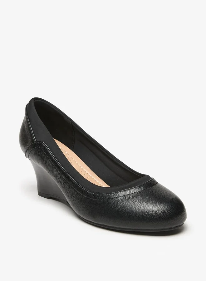 لو كونفورت Women's Textured Slip-On Ballerina Shoes with Wedge Heels
