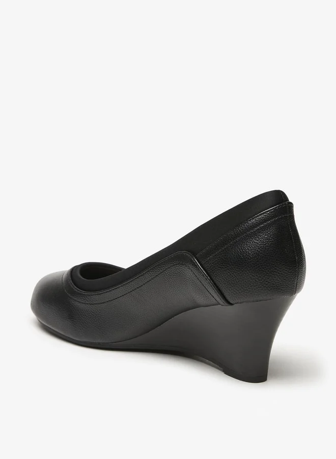 لو كونفورت Women's Textured Slip-On Ballerina Shoes with Wedge Heels