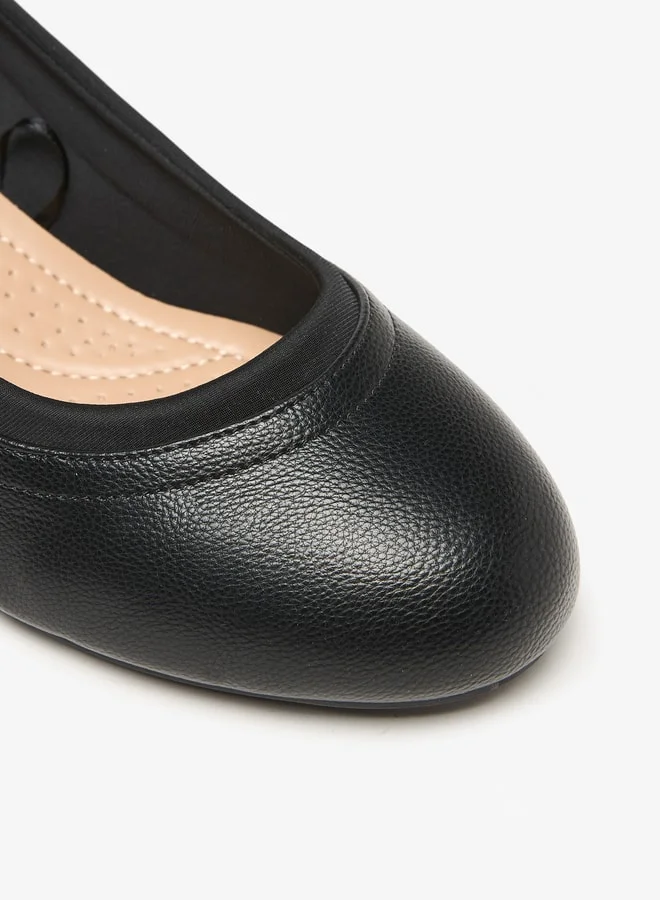 لو كونفورت Women's Textured Slip-On Ballerina Shoes with Wedge Heels