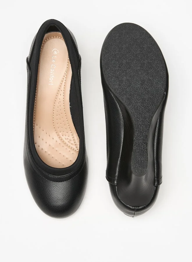 لو كونفورت Women's Textured Slip-On Ballerina Shoes with Wedge Heels