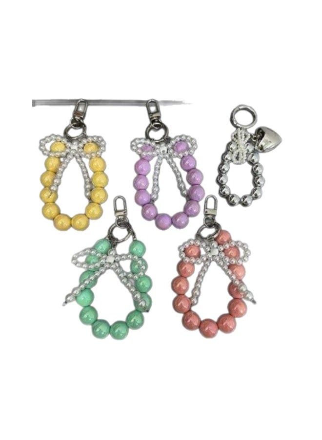 NIBEMINENT Beaded Phone Lanyard, Anti Lost Removable Wrist Strap, Sweet Pearl Bracelet Pendant, Phone Keychain Lanyard,Blue - Image 2