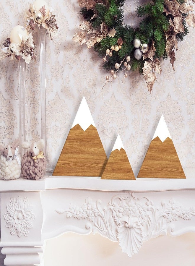 مايتيز مجموعة ديكور رف جبلي من مايتيز، 3 قطع، 3 أحجام، لوحة خشبية جبلية، لوحة خشبية ريفية، لوحة مغامرات، ديكور غرفة أطفال، قطعة مركزية لطاولة السفر للمنزل (بيج) - Image 2