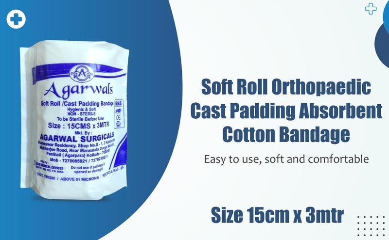 Agarwals Soft Roll Orthopaedic Cast Padding Absorbent Cotton Bandage 15cm x 3mtr(Pack of 2) - Image 3