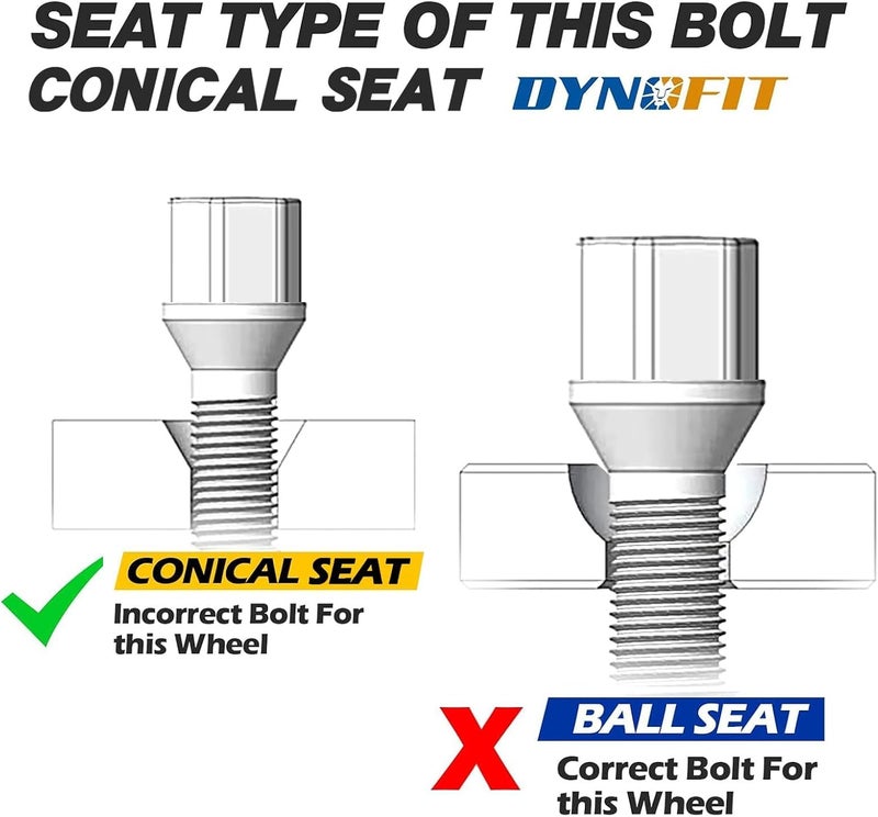 dynofit Store m14x1.25 Extended Lug Bolts for F12 F13 F20 F80 F10 F82 F22 F23 F45 F46 F30 F32 F01 F25 F26, 40mm Long Wheel Bolt fit M2 M3 M4 M6, 20pcs Aftermarket ET Lugbolt Set fit Mini R60 R61 - Image 3