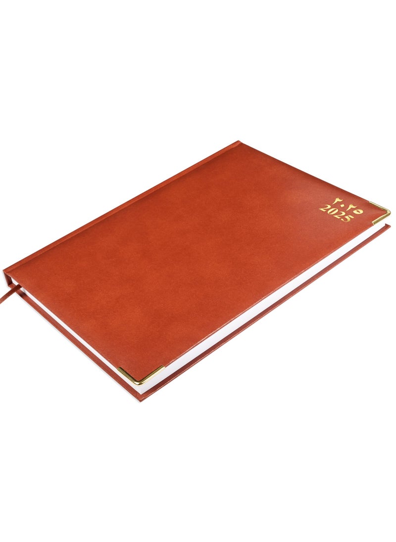 FIS FIS A4 Diary 2025 Arabic/English (Golden Corners) Brown - FSDI42AE25BR  - Image 1