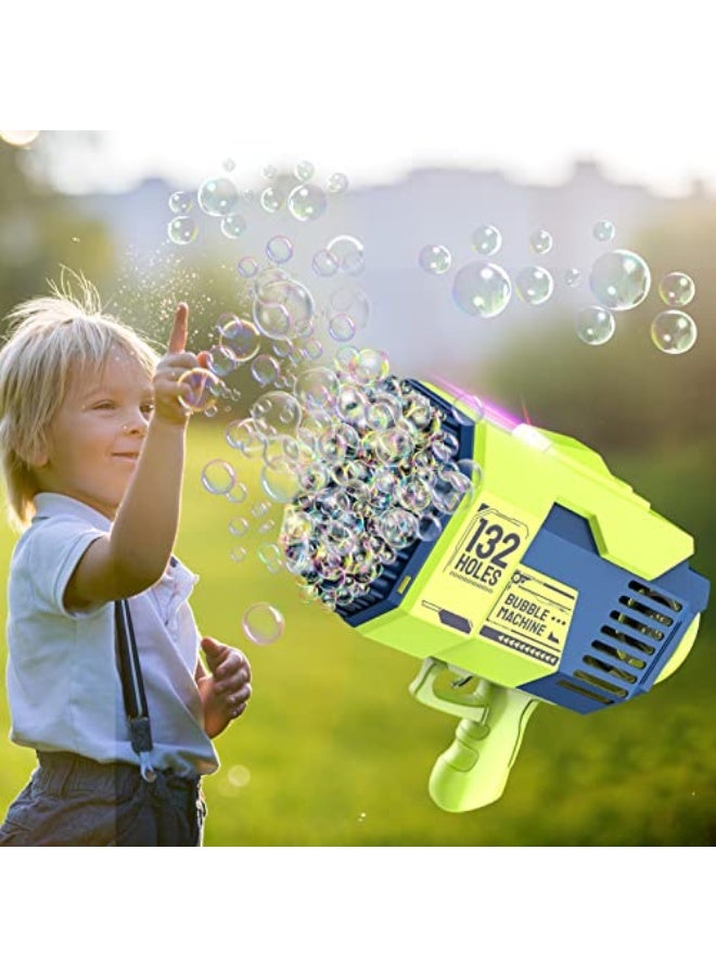 Bazooka 132 Hole Bubble Machineï¼ŒBazooka Bubble Gun with Colorful Lights,Bubble Solution,Bubble Bazooka Gatling Gun Toys for Kids Adults Summer Outdoors Party Activity, Easter, Birthday Gift (Green) - Image 3