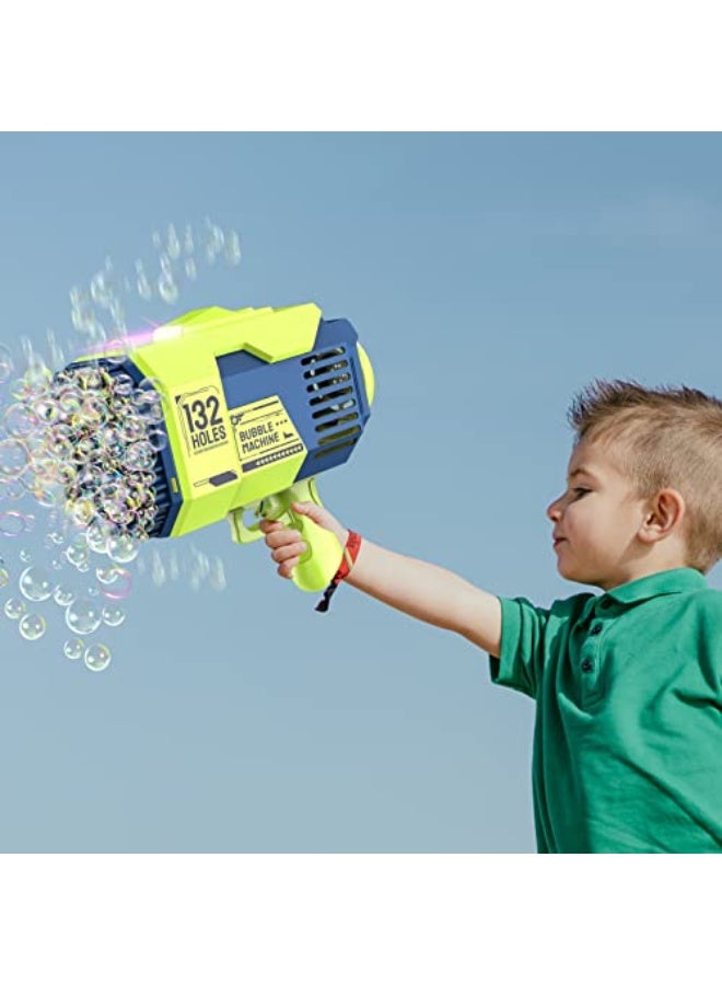 Bazooka 132 Hole Bubble Machineï¼ŒBazooka Bubble Gun with Colorful Lights,Bubble Solution,Bubble Bazooka Gatling Gun Toys for Kids Adults Summer Outdoors Party Activity, Easter, Birthday Gift (Green) - Image 4