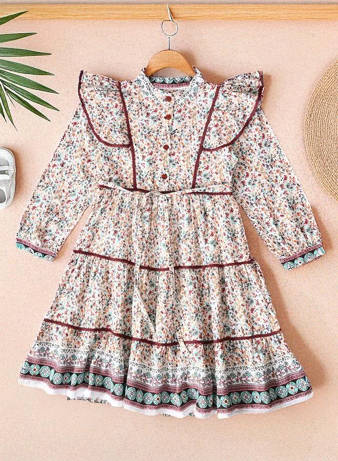 بيلا مودا Floral Ruffle Trim Dress