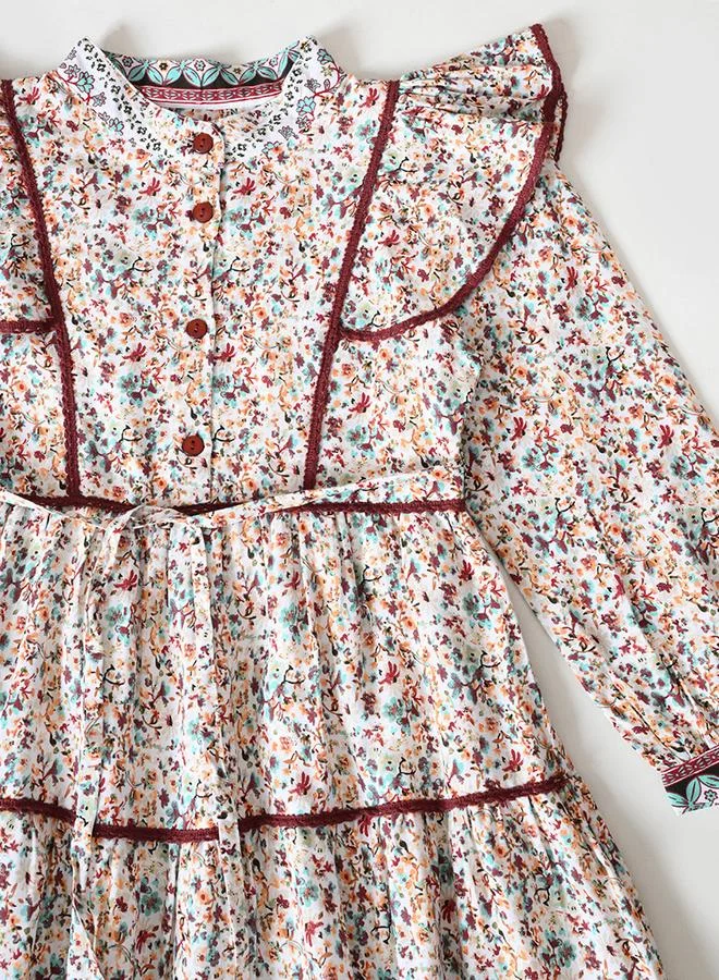 BELLA MODA Floral Ruffle Trim Dress