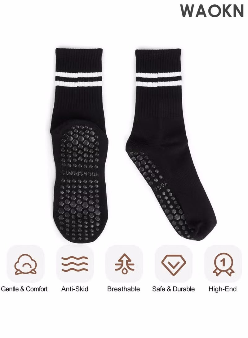 دبليو أيه أو كي أن 8 أزواج من جوارب اليوجا للنساء، جوارب منتصف الساق، جوارب مانعة للانزلاق، جوارب بيلاتيس مريحة، قابلة للتنفس، تمتص الرطوبة وتحافظ على ثباتها، مناسبة لليوجا والبيلاتس والباليه والرقص والتمرين والمستشفيات - Image 4