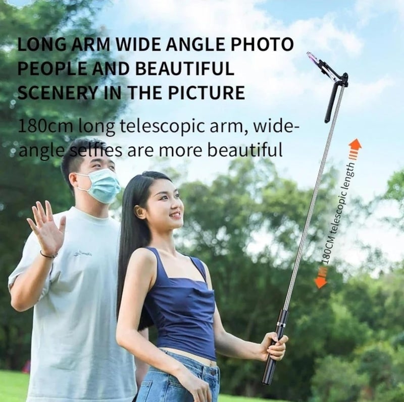 Fire Turtle عصا سيلفي X3 مع قاعدة ثلاثية، بطول 6 أقدام، جهاز تحكم عن بعد لاسلكي، حامل قابل للفصل، متوافق مع بلوتوث لهواتف آيفون/أندرويد - مثالي لتصوير الفيديو والتصوير الفوتوغرافي (عصا سيلفي R16) - Image 5