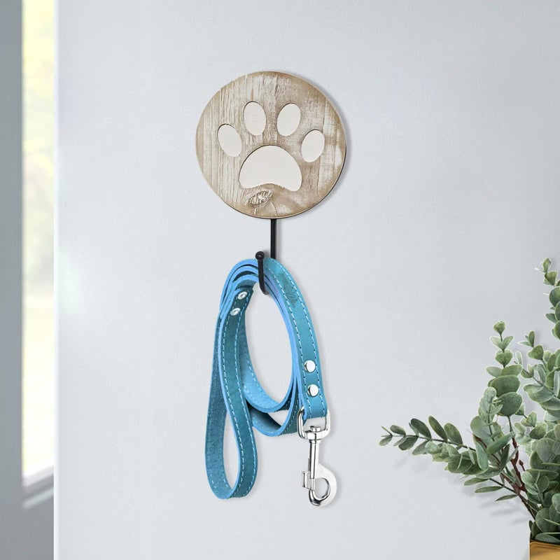 Dwellington Vintage Style Dog Paw Wall Mounted Dog Leash Hooks Rustic Farmhouse Leash Holder Hook For Dog Leash On Wall - Image 5