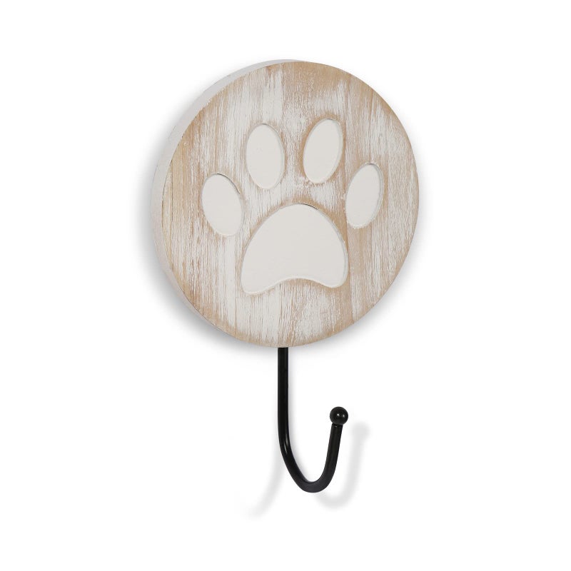 Dwellington Vintage Style Dog Paw Wall Mounted Dog Leash Hooks Rustic Farmhouse Leash Holder Hook For Dog Leash On Wall - Image 1