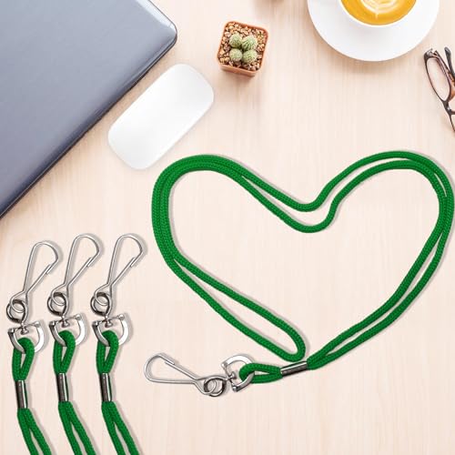 HOSL 100 Pack Badge Lanyards Office Lanyard ID Card Lanyards Business Card/Students/Employee Lanyards Round 36" With Swivel Hook (Green) - Image 4