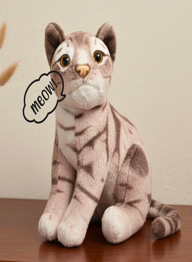 Tickles Cute Musical Sitting Cat with Meow Meow Sound Soft Stuffed Plush Animal Toy for Kids Boys & Girls Birthday Gift (Color: Dark Grey Size: 25 cm) - Image 1