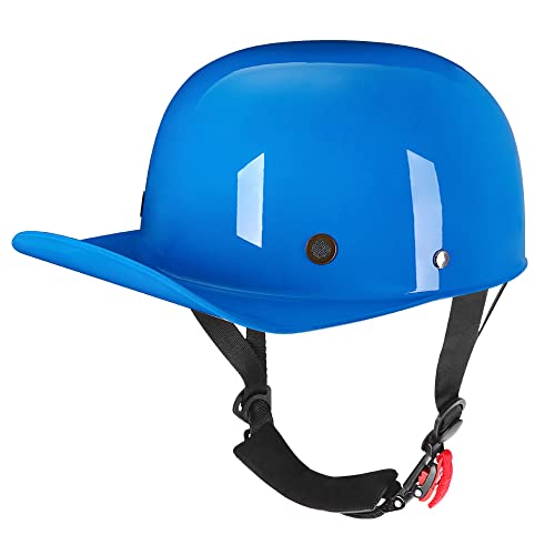 Woljay Vintage Retro Open Face Motorcycle Helmet Baseball Cap Half Helmets Men Women for Moped Cap Jet Scooter Street Cruiser - DOT Certified (Medium, Blue) - Image 5
